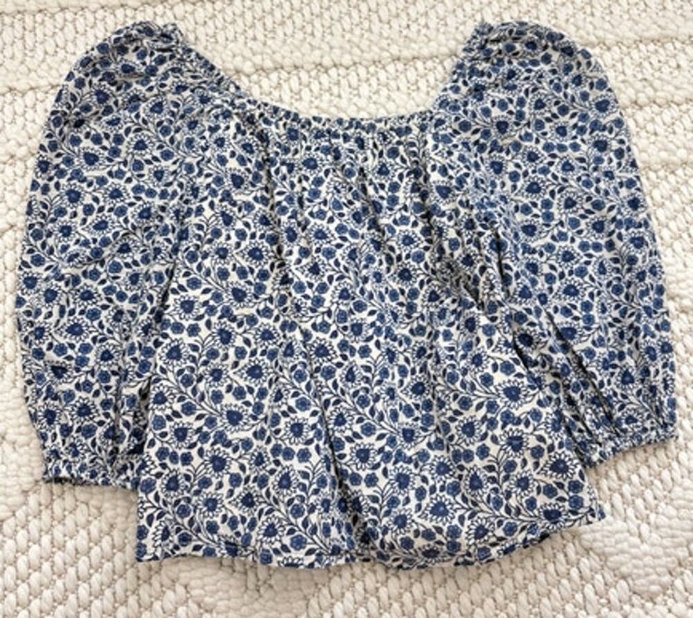 NWOT Crewcuts Toddler Girls Blue Floral Pattern Top Size 2-3